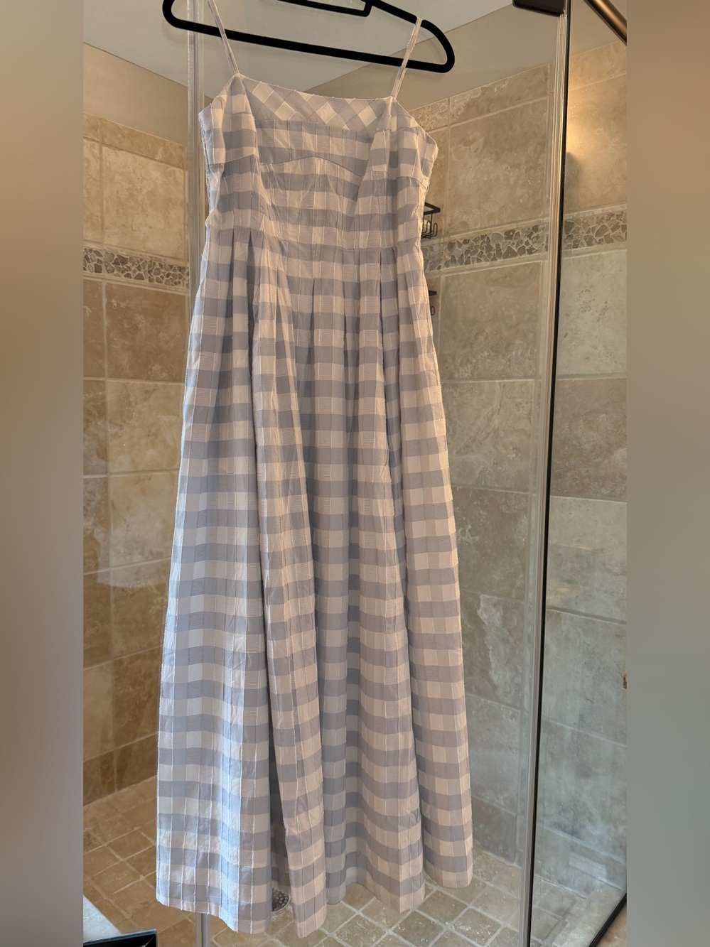 Caroline Constas Light Blue/Gray & White Gingham Dress!!